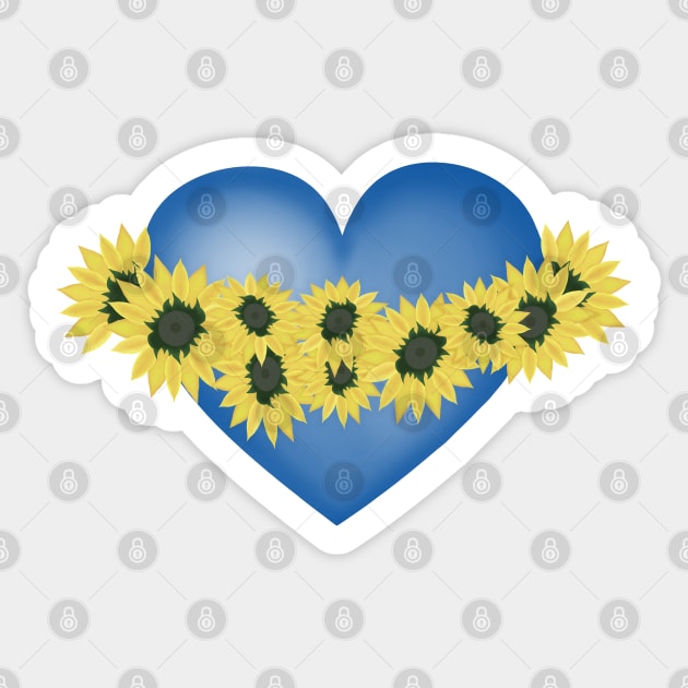 Sunflowers and heart. Love and flowers. Blue and yellow Sticker by KateQR